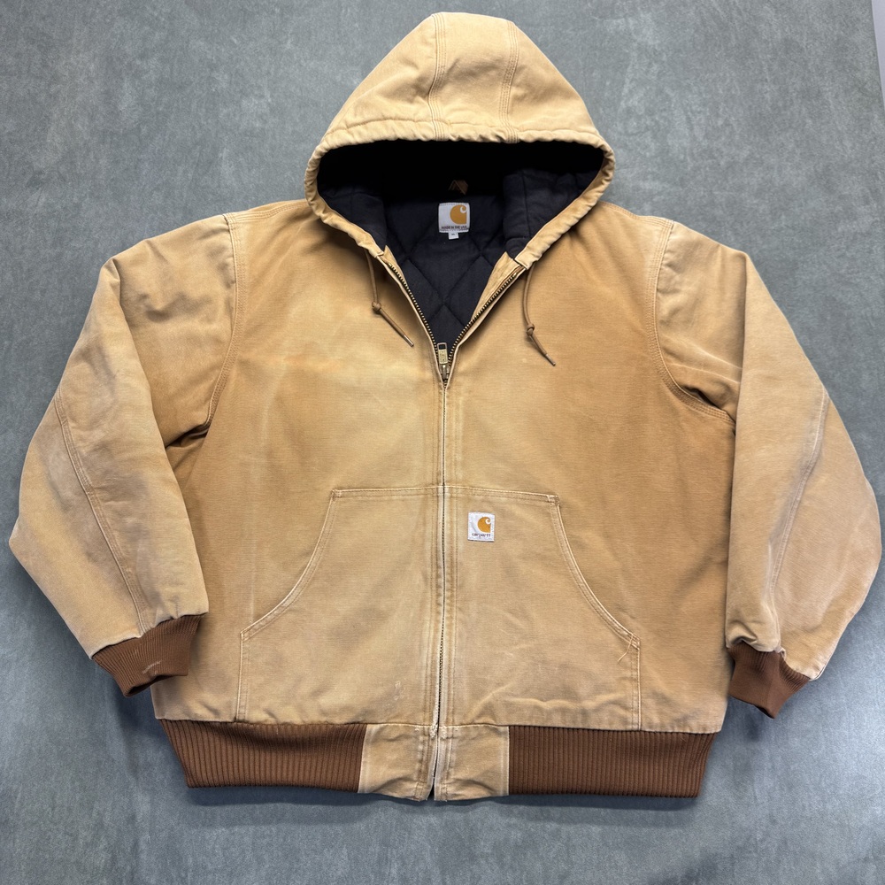 Vintage Carhartt J131 BRN Hooded Duck Jacket Sz XL USA Made Union Quilted Lined - Picture 2 of 15